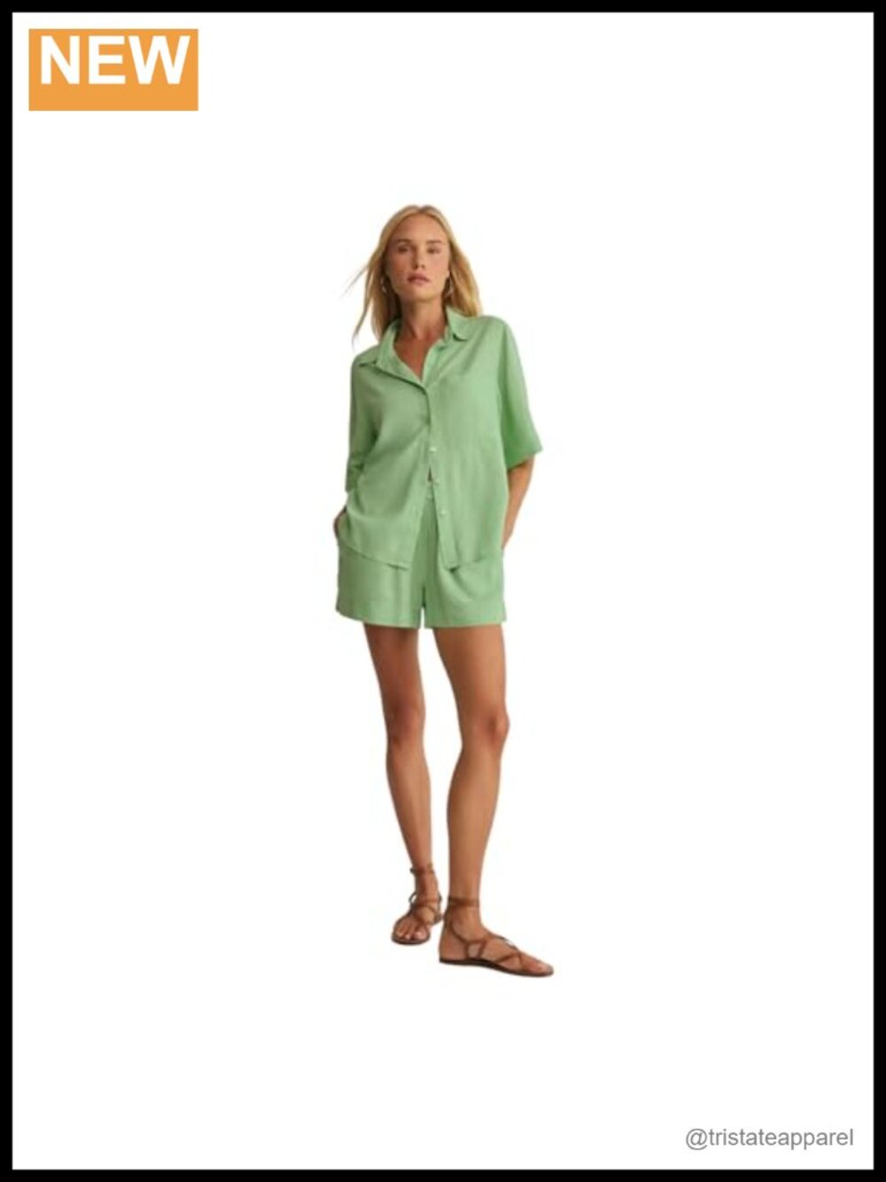 Women's Linen Rayon Button Up Shirt - Short Sleeve V-Neck